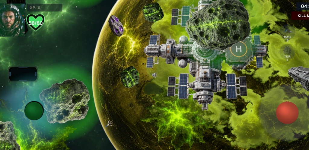 STARJACKERS gameplay with a station over a toxic green planet